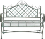 SAFAVIEH Outdoor Collection Abner Victorian Antique Dark Green Wrought Iron 46-inch Wide Garden Bench