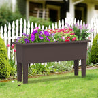 Giantex Raised Garden Beds Outdoor Set of 2, Self-Watering Planter Box with Detachable Legs & Drainage Hole, Outdoor Raised Container for Vegetable Fruit Herbs, 31.5”Lx12”Wx16”H, Easy Assembly (Brown)