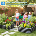 Quictent Galvanized Raised Garden Bed Kit, 6x3x1 ft Oval Metal Planter Box for Vegetables, Dark Grey