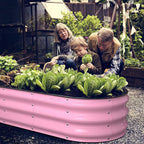 Raised Garden Bed Kit, 5x2x1 ft Galvanized Planter Box Outdoor with Safety Edging, Large Metal Raised Beds for Gardening Vegetables Flower Fruits (Blush Pink)