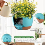 Hanging Planters for Indoor Plants, Set of 2 8/10 Inch Self-Watering Hanging Pots with Drainage Hole & Removable Water-Storage Tray II Screw-in Hooks