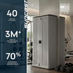 Suncast Tall Storage Cabinet, Platinum Resin Garage Storage Cabinet with Doors & Shelves, Plastic, Lockable, Freestanding Utility Closet for Tools & Supplies, Made in USA