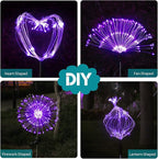 JJGoo Solar Firework Lights, 2 Pack 120 LEDs 2 Lighting Modes Solar Garden Lights Outdoor Waterproof for Yard Patio Walkway Pathway Party Wedding Christmas Decorative - Purple