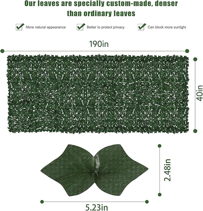 Faux Ivy Privacy Fence Screen Outdoor Expandable Artificial Greenery Roll Fake - Image 2