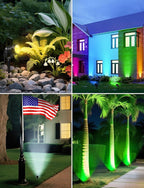 OurLeeme Lawn Flood Light Stake, 2-in-1 Waterproof Outdoor Remote controlle Landscape Lighting Spotlight Wall Light for Yard Garden Driveway Pathway Pool (4 Pack)