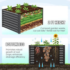 Quictent Galvanized Raised Garden Bed 4x3x2ft Tall Garden Bed Extra Height 22.4" Hold 24cft Soil Outdoor Heightened Planter Box for Deep Root Vegetables Herbs Tomato Cage Included, Dark Grey