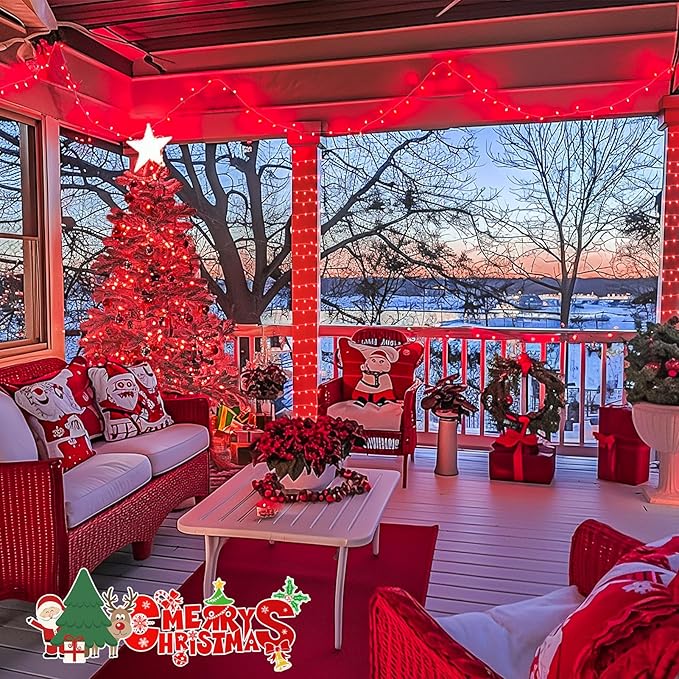 Red String Lights, 500 LEDs, 173 ft, Indoor Outdoor