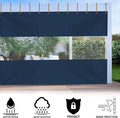 Outdoor Curtains with Clear Vinyl Panel, 8x9 ft, Blue, Waterproof