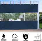 Outdoor Curtains with Clear Vinyl Panel, 8x9 ft, Blue, Waterproof