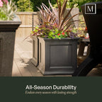 Mayne Fairfield 24-Inch Self Watering Square Planter Box, Weather-Resistant and Durable, Ideal for Indoor and Outdoor Use, Perfect for Patio, Porch, or Entryway