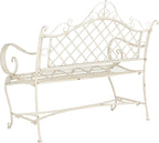 Safavieh PAT5017A Collection Adina Antique White Wrought Iron 51.25" Outdoor Garden Bench