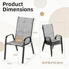 MAMIZO Patio Dining Chairs, Stackable All Weather Teslin Chair, Heavy Duty Outdoor Breathable Chairs Set, w/Armrests, Upgraded Chair FeetW/Strenthened Iron Spacers, 330 LBS (6, Grey)