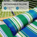 SUPERJARE Curved-Bar Hammock with Stand, 2 Person Heavy Duty Hammock Frame, Detachable Pillow & Portable Carrying Bag, Perfect for Outdoor & Indoor, Green Bold Stripe