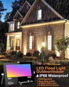 Flood Light 4 Pack, 50W RGB Color Changing Bluetooth Outdoor
