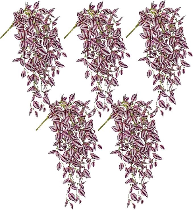 Artificial Wandering Jew Hanging Plants, 5 Pack, 22 Inch Faux Greenery