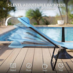 Outsunny Folding Chaise Lounge Chair, Pool Sun Tanning Chair, Outdoor Lounge Chair with Reclining Back, Breathable Mesh Seat, Headrest for Beach, Yard, Patio, Blue