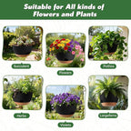 4-Piece Set of 8-Inch Hanging Planters with Automatic Watering System and Drip Tray, Includes Metal Chain, Suitable for Various Indoor and Outdoor Plants and Flowers, Black-Brown