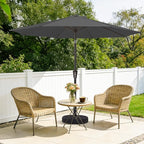 MEWAY 9ft Patio Umbrella Outdoor Table Umbrellas with Push Button Tilt and Crank, Market Umbrella 8 Sturdy Ribs for Deck, Garden, Pool and Backyard, Gray