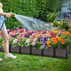 Large Planters for Outdoor Plants 14" Tall Planter Box, Raised Beds for Gardening Self Watering, Elevated Planter Box with Legs, Rectangular Garden Planters for Outdoor Plants Flowers, 94.4"L x 15.7"W