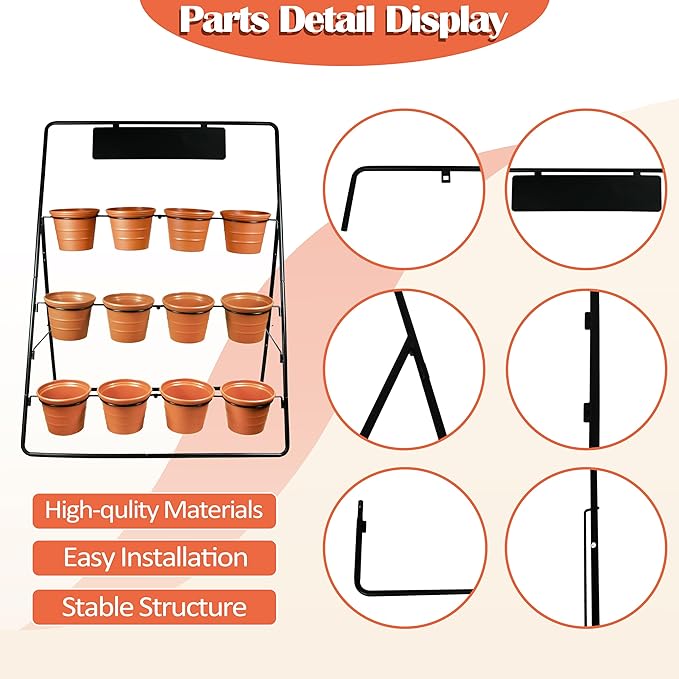 Sunnyglade 3-Tier Metal Plant Stand Rack Multiple Flower Pot Holder Shelf Ladder Plant Display Shelf With 12 Pots For Indoor Outdoor Patio Garden Corner Balcony Deck