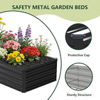 10x2x1 ft(2 Pack) Galvanized Raised Garden Bed,Outdoor Planter Box Metal Patio Kit Planting Bed for Vegetables Flowers and Succulents,Black