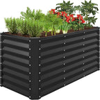 Best Choice Products 4x2x2ft Outdoor Metal Raised Garden Bed, Deep Root Box Planter for Vegetables, Flowers, Herbs, 119 Gallon Capacity, 100% Non Toxic Materials - Black