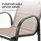 HOMREST Outdoor Bar Height Stools Set of 6,High Back Patio Chairs with Armrests,Textilene Chairs with Breathable Fabric & Metal Frame for All Weather,Taupe