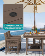 SERWALL Patio Dining Sets for 6 Person, HDPE Dining Set with 6 Armless Chairs, Coffee
