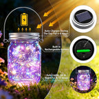 String Lights, Solar Mason Jar Hanging Lights, 12 Pack, Multicolor