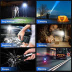 Rechargeable Flashlight High Lumens 900,000L, Super Bright LED Handheld Flashlights, 5 Modes Powerful Tactical Flash Light with Cob Side Light, USB C, Waterproof for Home, Emergency