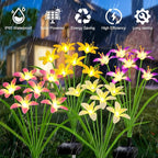 Solar Garden Lights New Upgraded Solar Wild Lily Flower Lights, Yard Patio Pathway Deco High Flexibility Copper Wire & Handmade Silk Artificial Flowers Never Wither, Gift for Family Friends