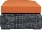 Modway Summon Wicker Rattan Outdoor Patio Sunbrella® Fabric Rectangle Ottoman in Canvas Tuscan