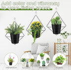 Baderke 6 Sets Wall Planters for Indoor Plants Hanging Wall Planter with Metal Holder Geometric Self Watering Wall Pots Mounted Succulent Pots, 5" Black Plant Container