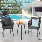 Party Zealot Metal Mosaic Round Side Table Set of Two 13.4" Small Outdoor Patio Round Accent Coffee Tables Indoor Corner Stand for Small Space Weather-Resistant for Balcony Plant Stand