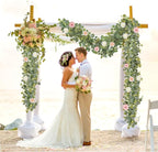 Artificial Eucalyptus Garland with White Blooms, 2 Pieces, 6 Ft Long