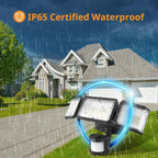 LEPOWER Battery Powered LED Flood Light Outdoor,1500LM Motion Sensor Security Lights, IP65 Waterproof,Wireless Flood Light Battery Operated,3 Head Motion Detector Light for Garage,Yard,Porch(Black)