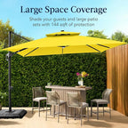 Best Choice Products 12x12ft LED Cantilever Patio Umbrella w/Base Included & 360° Rotation, Large Solar Offset Hanging Outdoor Sun Shade for Deck, Backyard Table w/Stand & Lights – Yellow