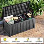 150 Gallon Outdoor Storage Box, Weather Resistant & Waterproof Resin Deck Box with UV Protection, Rattan Black Patio Storage Cabinet for Garden, Patio, Porch, Poolside(Black)