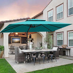 9x12FT Turquoise Cantilever Outdoor Patio Umbrella with Base, Large Rectangular Offset Design, Double Top Heavy Duty Aluminum Frame & 360° Rotation for Pool Garden Deck Backyard