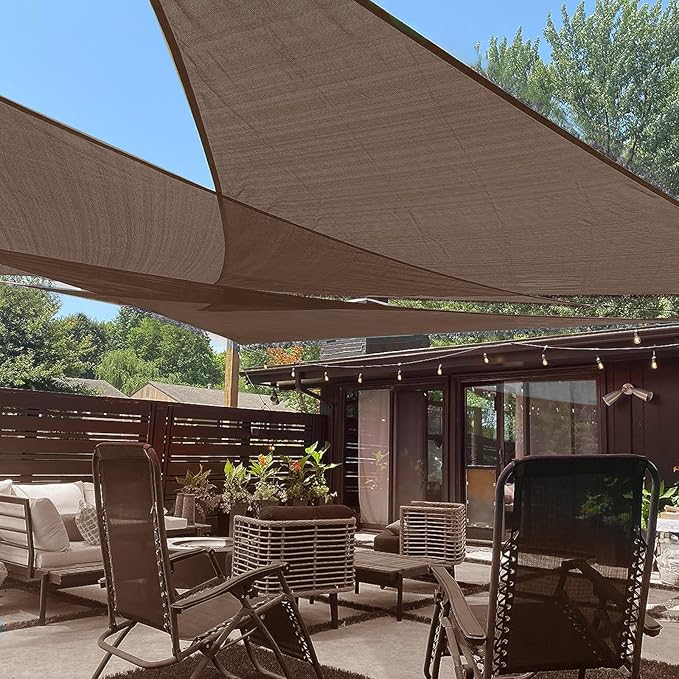 LOVE STORY Custom Size 11'x11'x11' Brown Sun Shade Sail Triangle Sunhsade Fabric Awning Canopy for Patio Backyard Carport Pergola (Customized)