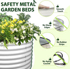 A ANLEOLIFE 12-Set 8X4X2 ft Galvanized Raised Garden Bed Kit, Oval Metal Deep Root Planters for Outdoor Plants, Antique White