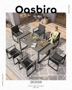 Outdoor Dining Set, HDPS + Aluminum Patio Table and Chairs Set with U-Shaped Base, 7 Piece Outdoor Furniture Set with Umbrella Hole, Patio Dining Table Set for Garden, Backyard (Gray)