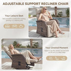 Zero Gravity Patio Swivel Rocking Recliner Chair - Wicker Outdoor Lounge Chair with Adjustable Backrest & Footrest, All Weather Reclining Rocker Chairs with Thick Cushion for Pool Deck Beige