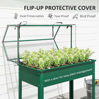 Outsunny Raised Garden Bed with Greenhouse Cover, Elevated Planter Box with Legs and Drainage Hole for Vegetables Flowers Herbs, 39.4" x 18.9" x 48.8", Green