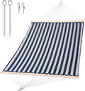 SUNCREAT Hammocks 15 FT Quick Dry Hammock Double Size with Hardwood Spreader Bar, 2 Person Hammock for Outdoor Patio Yard Poolside, 450 lbs Capacity, Blue