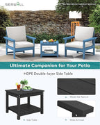 SERWALL HDPE Patio Sofa Set, 3-piece Sectional Outdoor Furniture Set, All Weather Outdoor Couch Set Patio Furniture Set for Deck, Lawn, Blue Frame with Grey Cushion