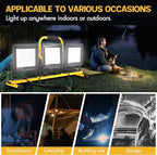 22000 Lumen Work Lights with Stand, 2 Adjustable Head LED Work Light, with Adjustable and Foldable Tripod Stand, Waterproof Lamp with Individual Switch with 6500 Kelvin Color Temperature