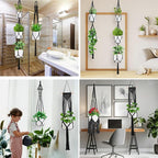 Macrame Plant Hangers, 6Pack Hanging Plant Holders Indoor w/ 6 Set Hooks Handmade Cotton Rope Plant Hangers Set Flower Pots Holder Stand Boho Home Decor Hanging Planters for Indoor Outdoor Plants