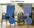 MAMIZO Patio Dining Chairs, Stackable All Weather Teslin Chair, Heavy Duty Outdoor Breathable Chairs Set, w/Armrests, Upgraded Chair FeetW/Strenthened Iron Spacers, 330 LBS (4, Navy Blue)