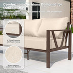 Outdoor Patio Furniture Set, 4 Pieces Metal Patio Furniture Set with Coffee Table, Modern Outdoor Patio Conversation Seating Set with 6” Thick Cushions, Upgrade Beige